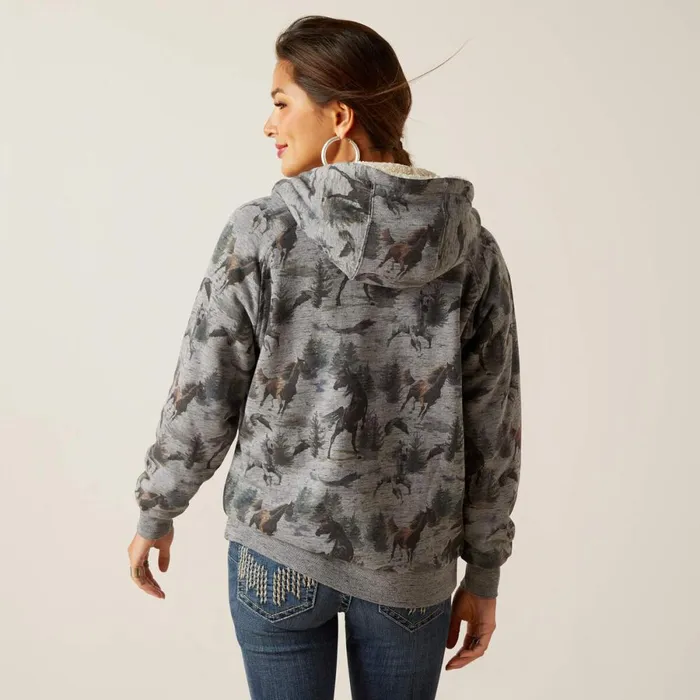 REAL Sherpa Full Zip Hoodie Misty Horse Print Women Ariat Sweatshirts and Hoodies