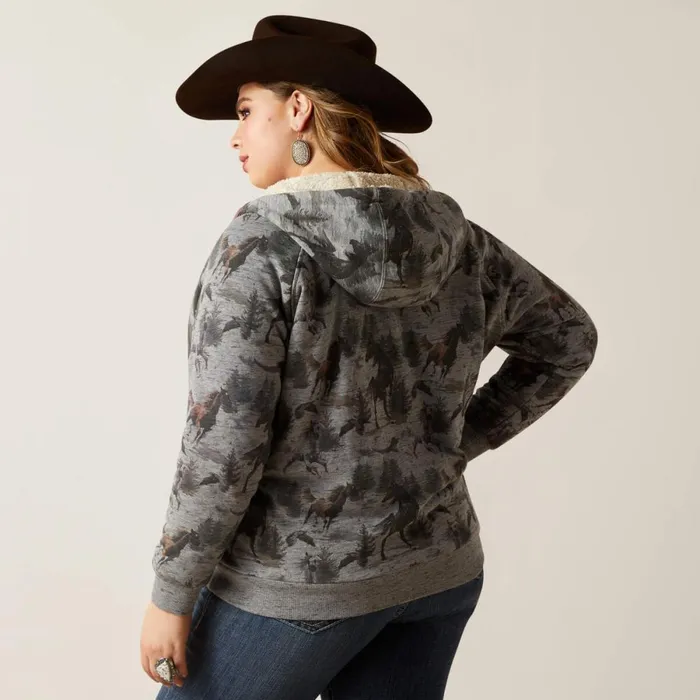 REAL Sherpa Full Zip Hoodie Misty Horse Print Women Ariat Sweatshirts and Hoodies