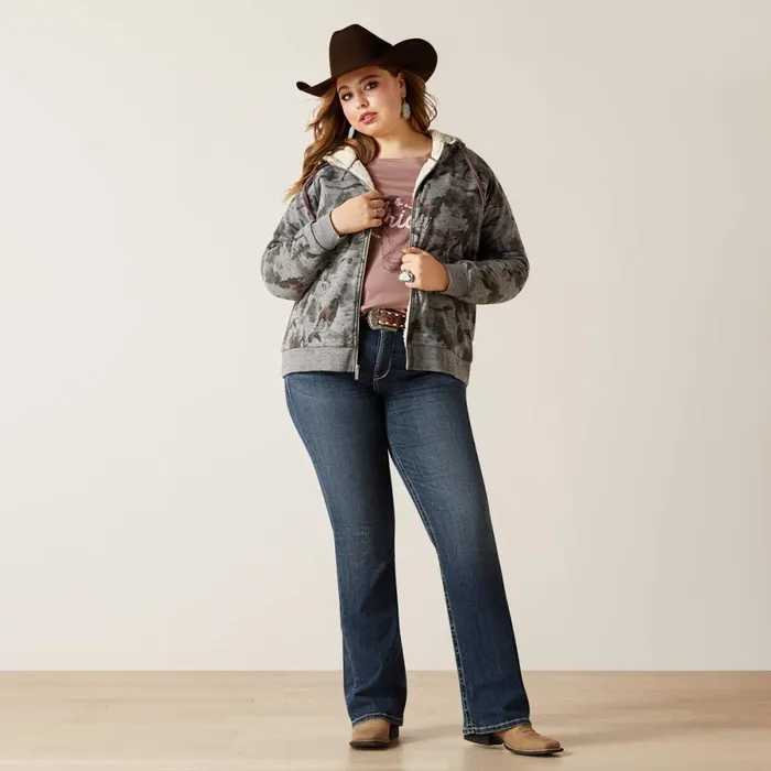 REAL Sherpa Full Zip Hoodie Misty Horse Print Women Ariat Sweatshirts and Hoodies