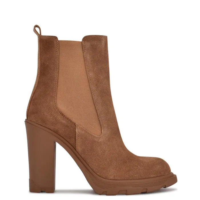Ream Chelsea Heeled Booties Medium Natural Suede Women Nine West Boots and Booties