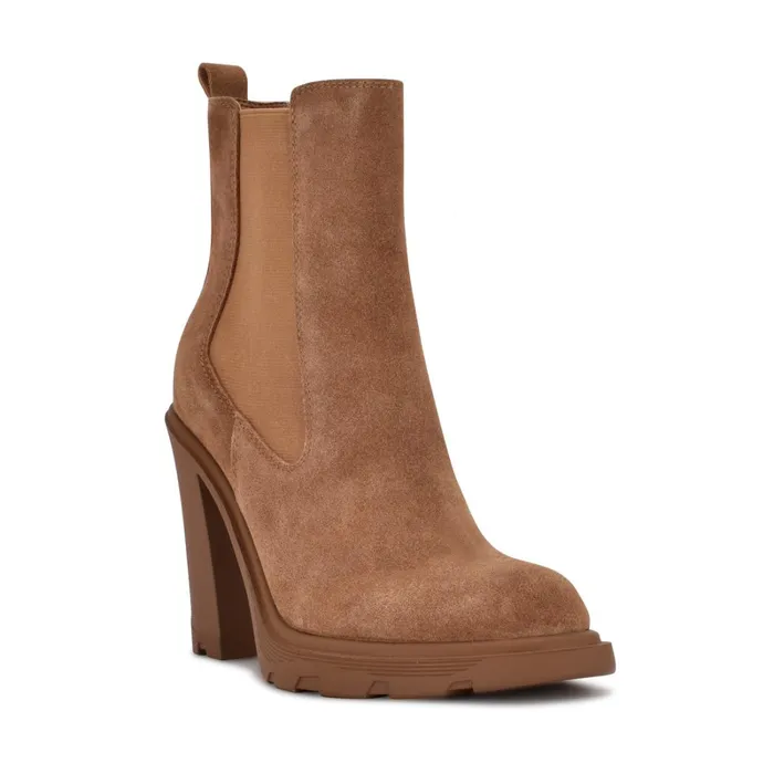 Ream Chelsea Heeled Booties Medium Natural Suede Women Nine West Boots and Booties Ream Chelsea Heeled Booties Medium Natural Suede Women Nine West Boots and Booties