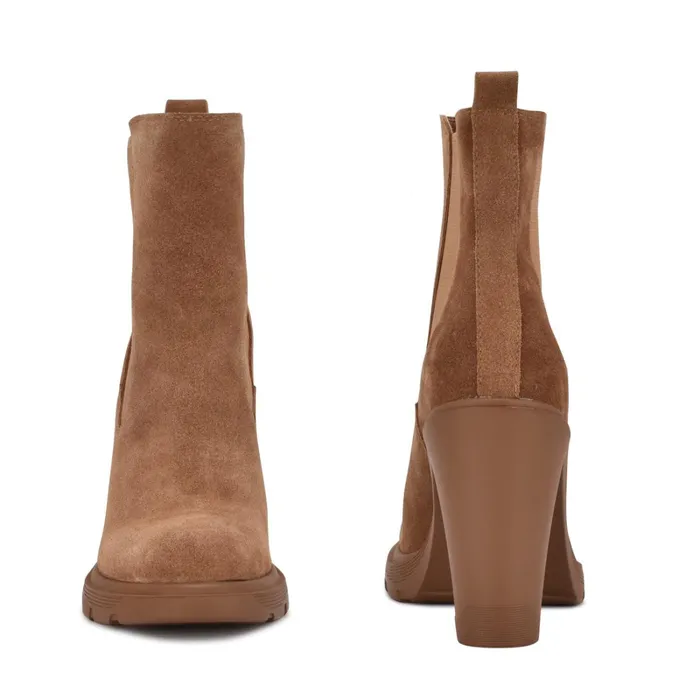 Ream Chelsea Heeled Booties Medium Natural Suede Women Nine West Boots and Booties Ream Chelsea Heeled Booties Medium Natural Suede Women Nine West Boots and Booties