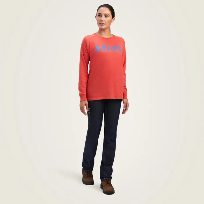 Rebar Cotton Strong Block TShirt Baked Apple True Navy Women Ariat TShirts and Tops Rebar Cotton Strong Block TShirt Baked Apple True Navy Women Ariat TShirts and Tops