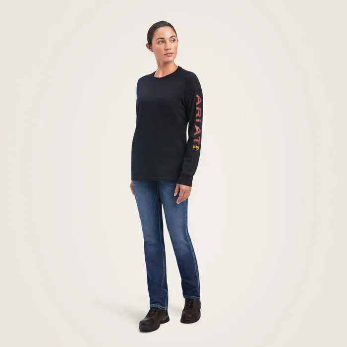 Rebar Cotton Strong Logo Graphic Black Rosewood Women Ariat TShirts and Tops Rebar Cotton Strong Logo Graphic Black Rosewood Women Ariat TShirts and Tops