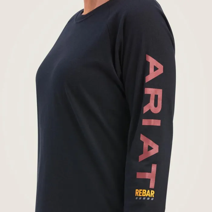 Rebar Cotton Strong Logo Graphic Black Rosewood Women Ariat TShirts and Tops Rebar Cotton Strong Logo Graphic Black Rosewood Women Ariat TShirts and Tops