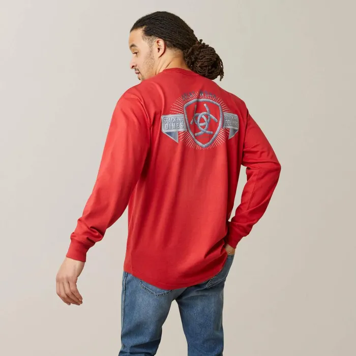 Rebar Cotton Strong Stacking Dimes Pompeian Red Men Ariat TShirts and Polos