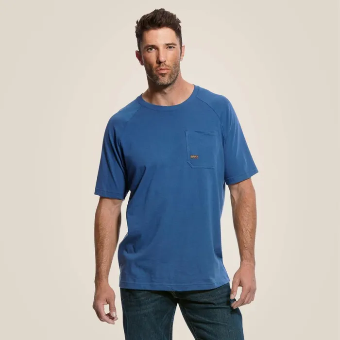 Rebar Cotton Strong TShirt Metal Blue Men Ariat TShirts and Polos