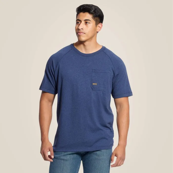 Rebar Cotton Strong TShirt Navy Heather Men Ariat TShirts and Polos