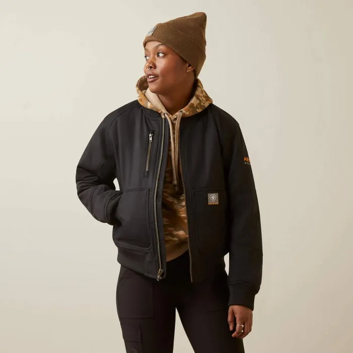 Rebar DuraCanvas Bomber Jacket Black Women Ariat Jackets and Vests