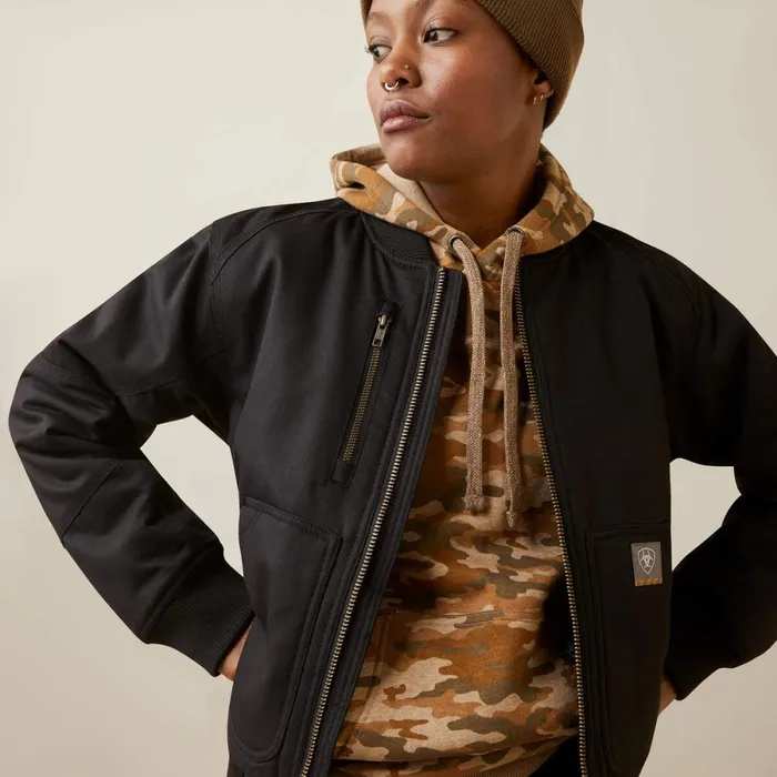 Rebar DuraCanvas Bomber Jacket Black Women Ariat Jackets and Vests Rebar DuraCanvas Bomber Jacket Black Women Ariat Jackets and Vests