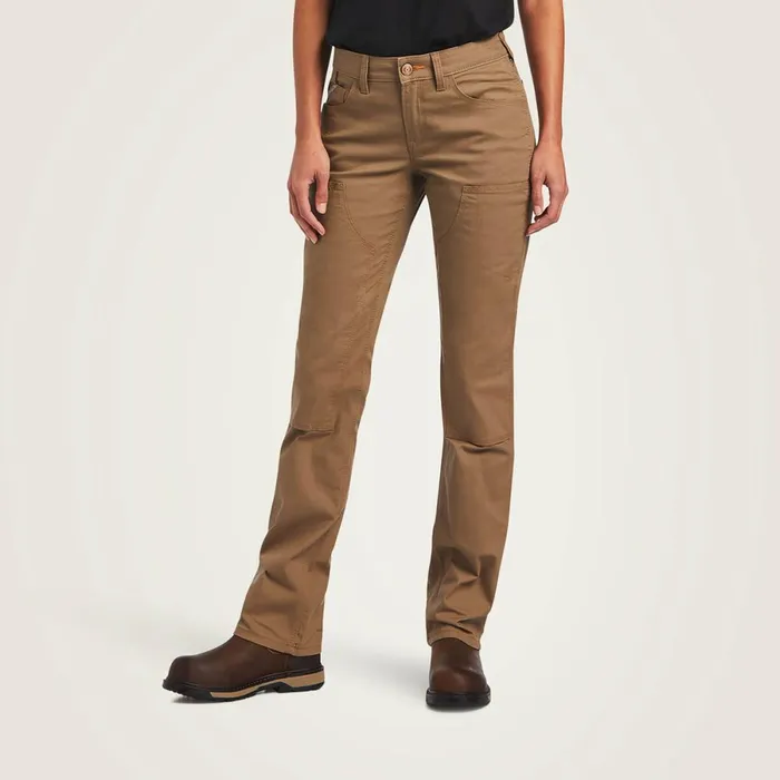 Rebar DuraStretch Made Tough Double Front Pant Field Khaki Women Ariat Pants and Shorts