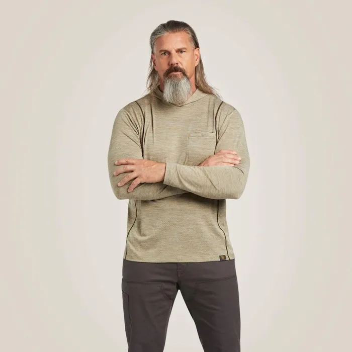 Rebar Evolution Hooded Sun Shirt Brindle Men Ariat TShirts and Polos