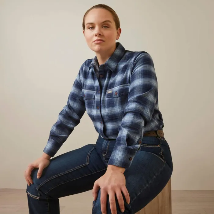 Rebar Flannel DuraStretch Work Shirt Allure Plaid Women Ariat TShirts and Tops