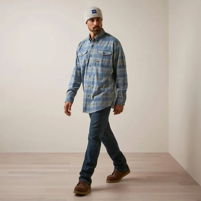 Rebar Flannel DuraStretch Work Shirt Indian Teal Plaid Men Ariat Button Down Shirts Rebar Flannel DuraStretch Work Shirt Indian Teal Plaid Men Ariat Button Down Shirts