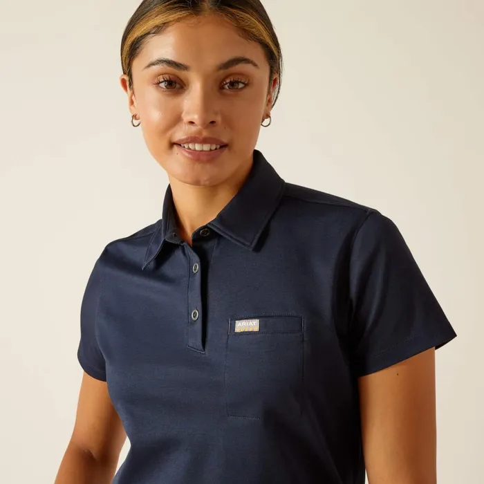Rebar Foreman Polo Navy Women Ariat TShirts and Tops Rebar Foreman Polo Navy Women Ariat TShirts and Tops