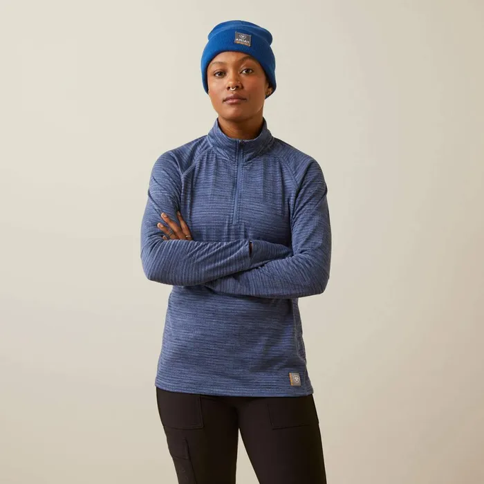 Rebar Gridwork Baselayer 14 Zip TShirt Bjou Blue Women Ariat TShirts and Tops