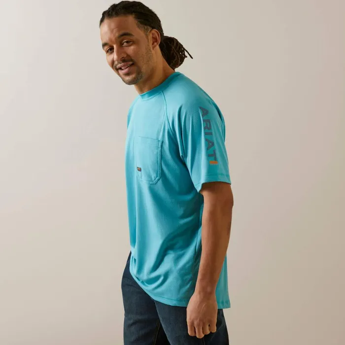 Rebar Heat Fighter TShirt Maui Blue Men Ariat TShirts and Polos
