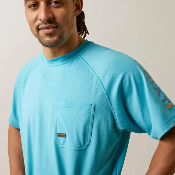 Rebar Heat Fighter TShirt Maui Blue Men Ariat TShirts and Polos Rebar Heat Fighter TShirt Maui Blue Men Ariat TShirts and Polos