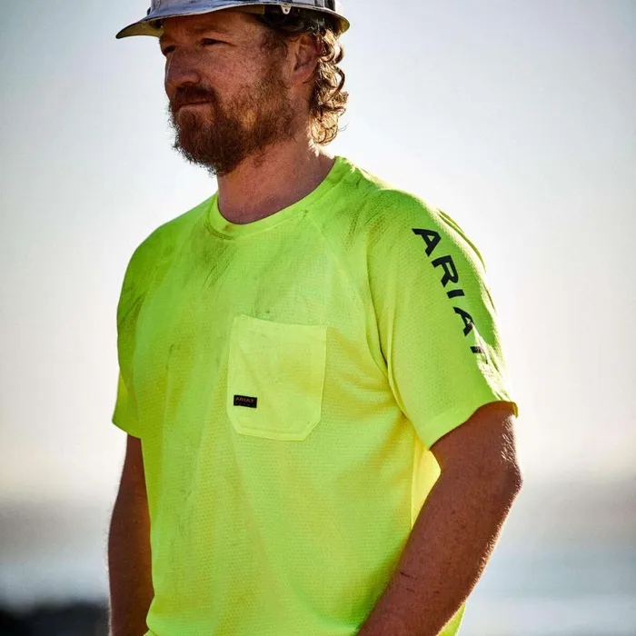 Rebar Heat Fighter TShirt Neon Lime Men Ariat TShirts and Polos Rebar Heat Fighter TShirt Neon Lime Men Ariat TShirts and Polos