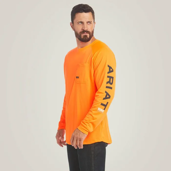 Rebar Heat Fighter TShirt Neon Orange Men Ariat TShirts and Polos