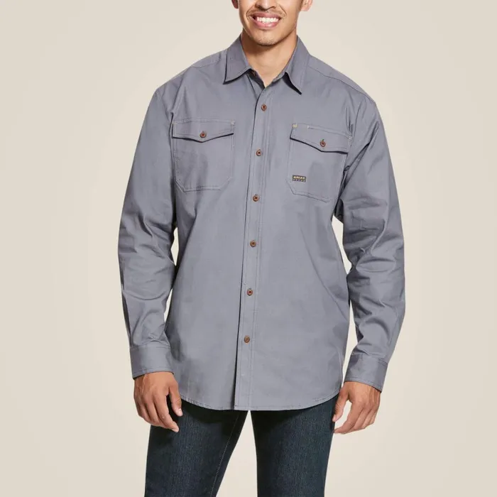 Rebar Made Tough DuraStretch Classic Fit Work Shirt Steel Men Ariat Button Down Shirts