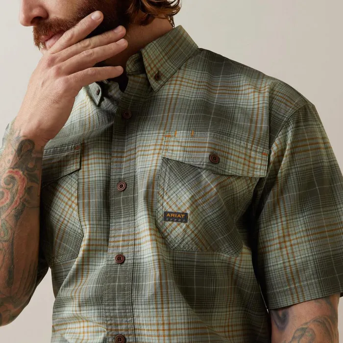 Rebar Made Tough DuraStretch Work Shirt Silt Green Plaid Men Ariat Button Down Shirts Rebar Made Tough DuraStretch Work Shirt Silt Green Plaid Men Ariat Button Down Shirts