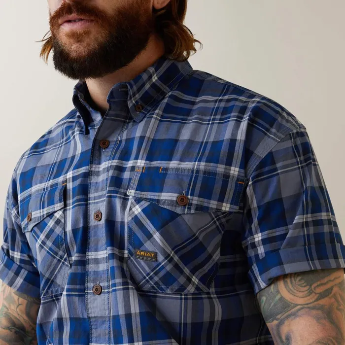 Rebar Made Tough DuraStretch Work Shirt Stonewash Plaid Men Ariat Button Down Shirts Rebar Made Tough DuraStretch Work Shirt Stonewash Plaid Men Ariat Button Down Shirts