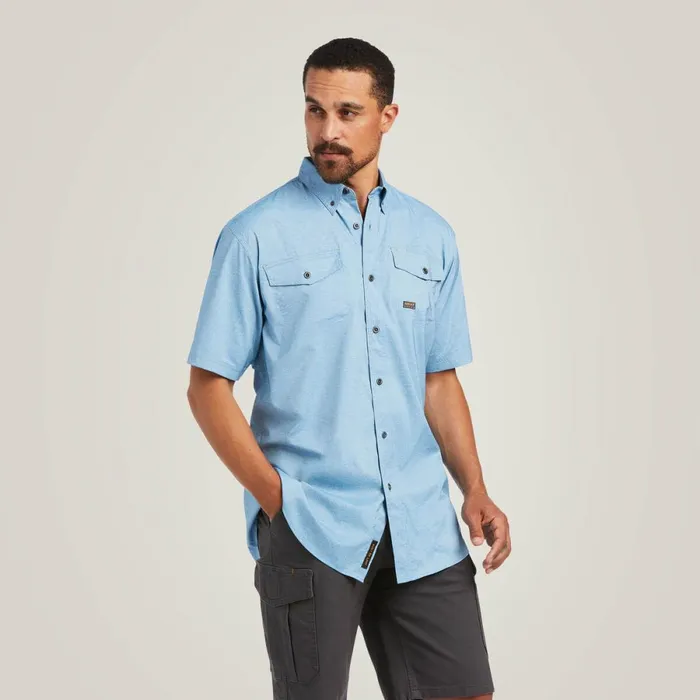 Rebar Made Tough VentTEK DuraStretch Work Shirt Deep Water Heather Men Ariat Button Down Shirts
