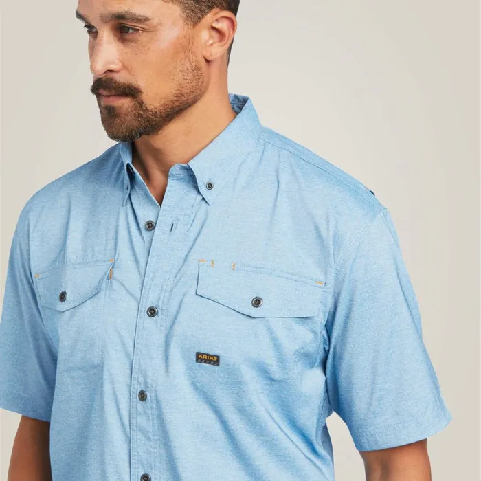 Rebar Made Tough VentTEK DuraStretch Work Shirt Deep Water Heather Men Ariat Button Down Shirts Rebar Made Tough VentTEK DuraStretch Work Shirt Deep Water Heather Men Ariat Button Down Shirts