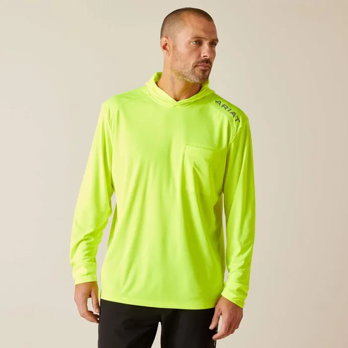 Rebar Sunblocker Hooded TShirt Safety Yellow Men Ariat TShirts and Polos