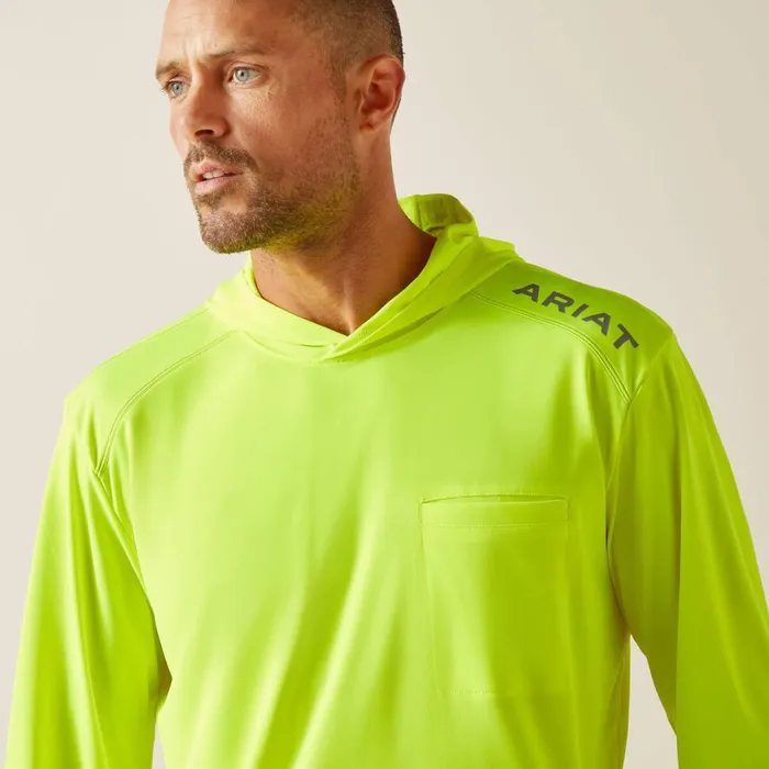 Rebar Sunblocker Hooded TShirt Safety Yellow Men Ariat TShirts and Polos Rebar Sunblocker Hooded TShirt Safety Yellow Men Ariat TShirts and Polos