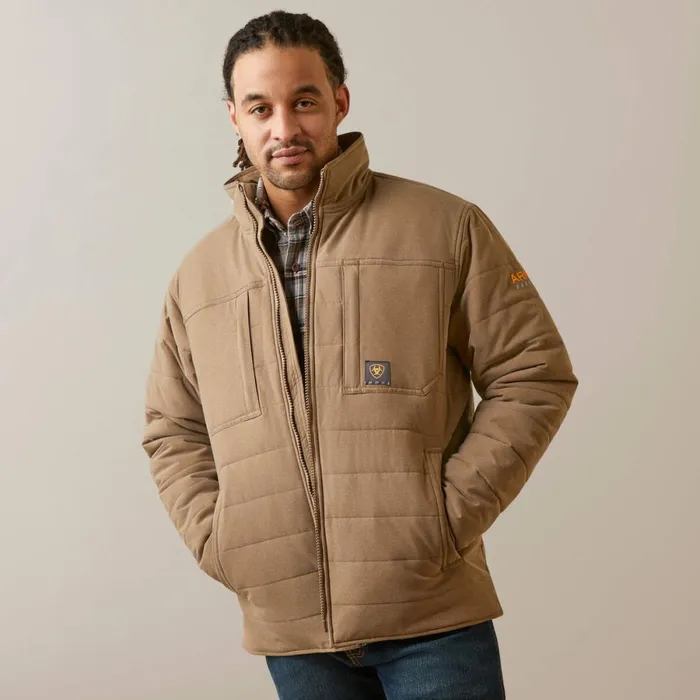 Rebar Valiant Stretch Canvas Water Resistant Insulated Jacket Rebar Khaki Heather Men Ariat Jackets and Vests