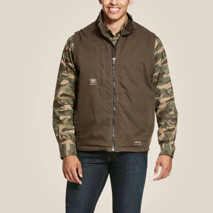 Rebar Washed DuraCanvas Insulated Vest Wren Men Ariat Jackets and Vests