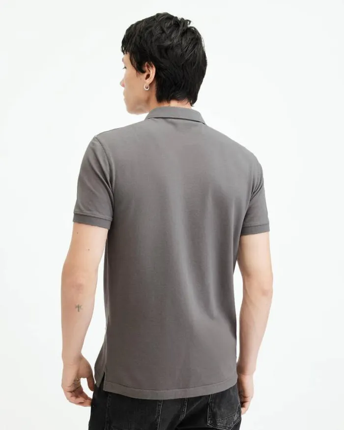 Reform Short Sleeve Polo Shirt Ash Grey Men AllSaints Polos