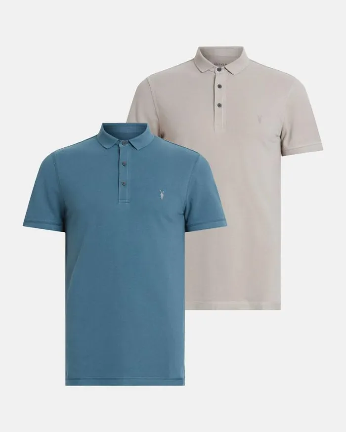 Reform Short Sleeve Polo Shirts 2 Pack Cool Greysur Blue Men AllSaints TShirts