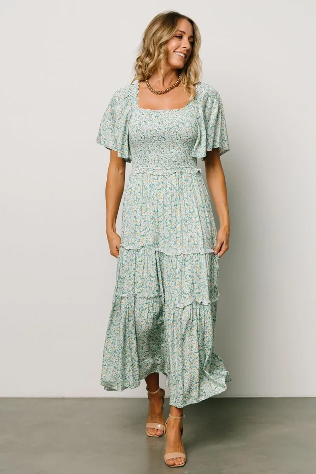 Regina Smocked Maxi Dress Green Floral Women Baltic Born Maxi Dresses Regina Smocked Maxi Dress Green Floral Women Baltic Born Maxi Dresses