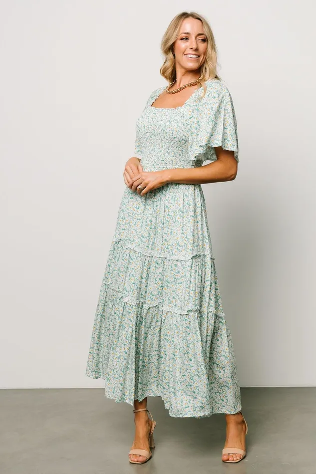 Regina Smocked Maxi Dress Green Floral Women Baltic Born Maxi Dresses Regina Smocked Maxi Dress Green Floral Women Baltic Born Maxi Dresses