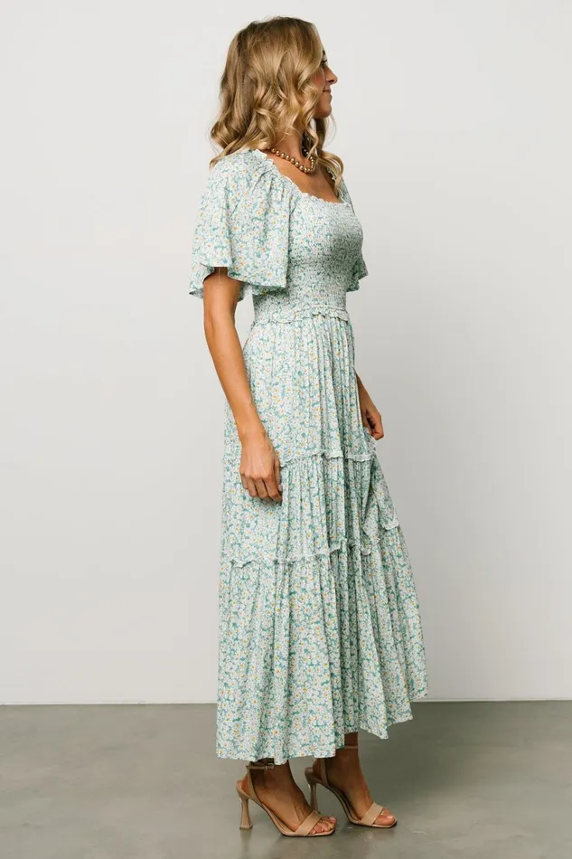 Regina Smocked Maxi Dress Green Floral Women Baltic Born Maxi Dresses Regina Smocked Maxi Dress Green Floral Women Baltic Born Maxi Dresses