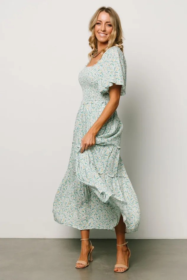 Regina Smocked Maxi Dress Green Floral Women Baltic Born Maxi Dresses Regina Smocked Maxi Dress Green Floral Women Baltic Born Maxi Dresses