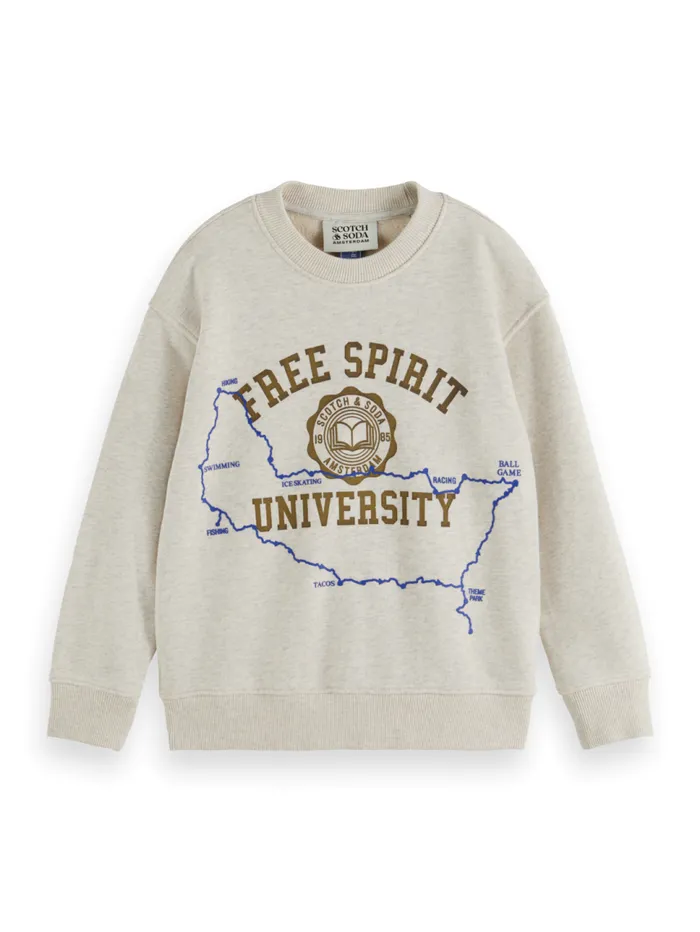 REGULARFIT LOGO CARRIER CREW Ecru Melange Kids Scotch and Soda Sweatshirts and Hoodies