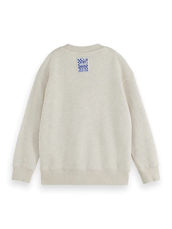 REGULARFIT LOGO CARRIER CREW Ecru Melange Kids Scotch and Soda Sweatshirts and Hoodies REGULARFIT LOGO CARRIER CREW Ecru Melange Kids Scotch and Soda Sweatshirts and Hoodies