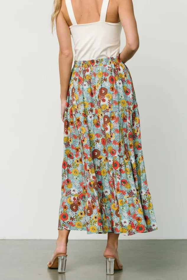 Reilly Maxi Skirt Teal Flower Print Women Baltic Born Maxi Dresses Reilly Maxi Skirt Teal Flower Print Women Baltic Born Maxi Dresses
