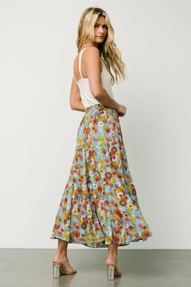Reilly Maxi Skirt Teal Flower Print Women Baltic Born Maxi Dresses Reilly Maxi Skirt Teal Flower Print Women Baltic Born Maxi Dresses