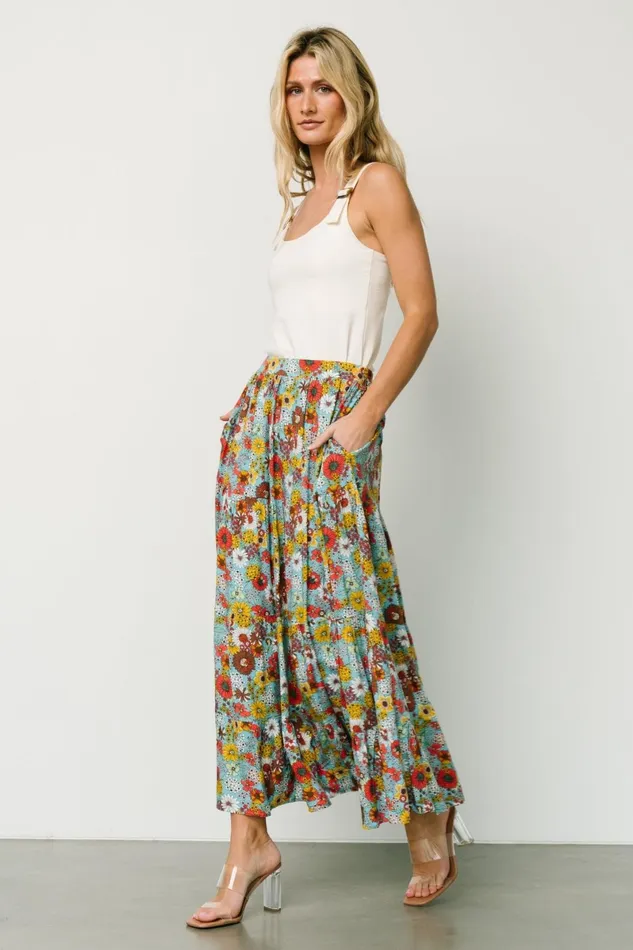 Reilly Maxi Skirt Teal Flower Print Women Baltic Born Maxi Dresses Reilly Maxi Skirt Teal Flower Print Women Baltic Born Maxi Dresses