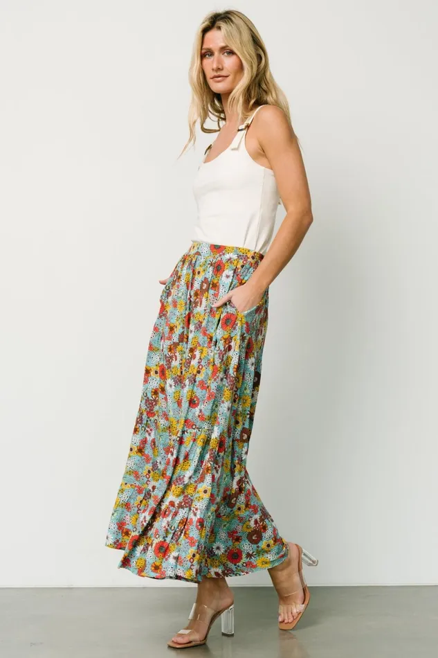 Reilly Maxi Skirt Teal Flower Print Women Baltic Born Maxi Dresses Reilly Maxi Skirt Teal Flower Print Women Baltic Born Maxi Dresses