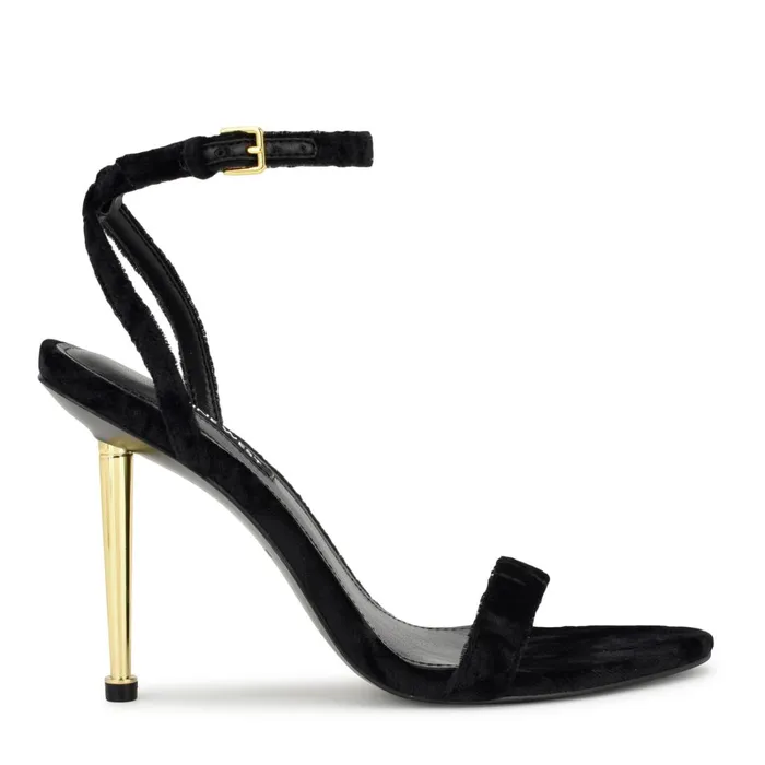 Reina Ankle Strap Sandals Black Velvet Women Nine West Sandals