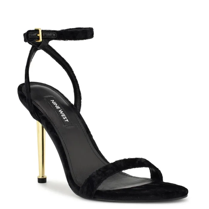 Reina Ankle Strap Sandals Black Velvet Women Nine West Sandals Reina Ankle Strap Sandals Black Velvet Women Nine West Sandals