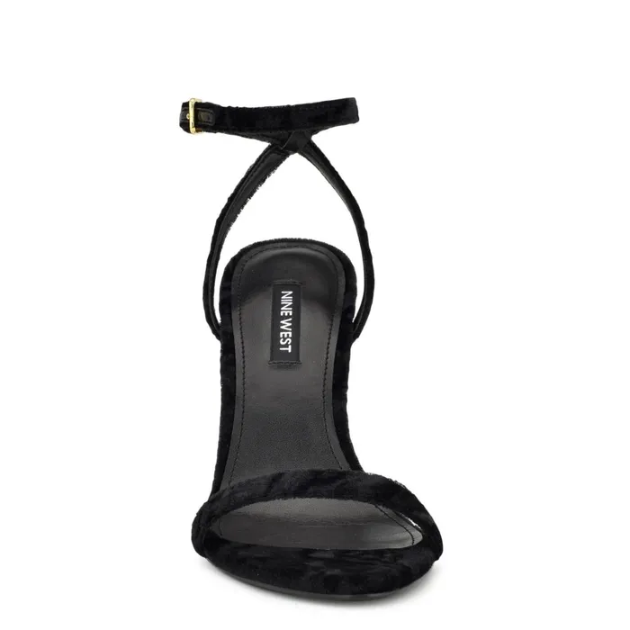 Reina Ankle Strap Sandals Black Velvet Women Nine West Sandals Reina Ankle Strap Sandals Black Velvet Women Nine West Sandals