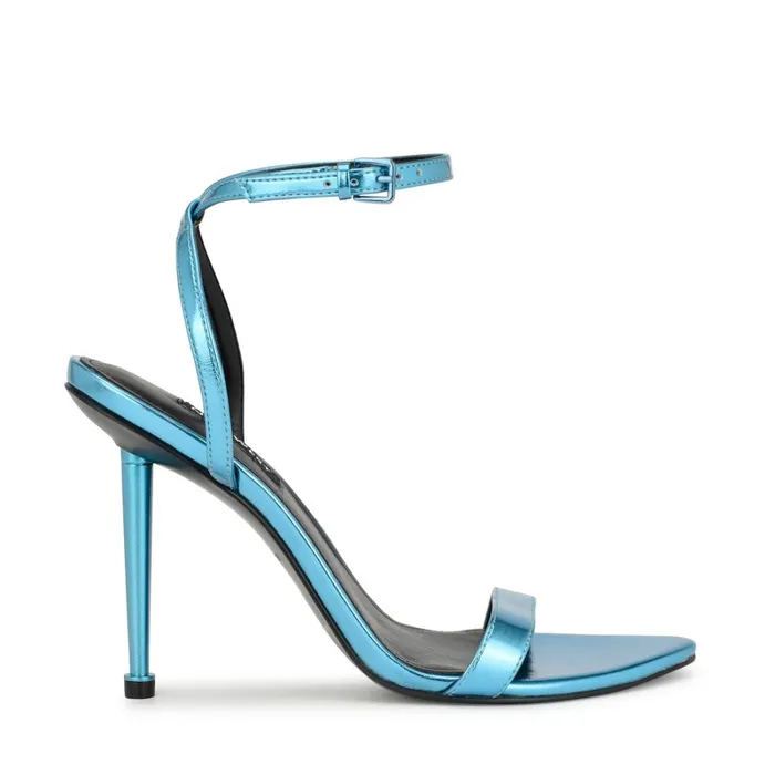 Reina Ankle Strap Sandals Blue Women Nine West High Heels