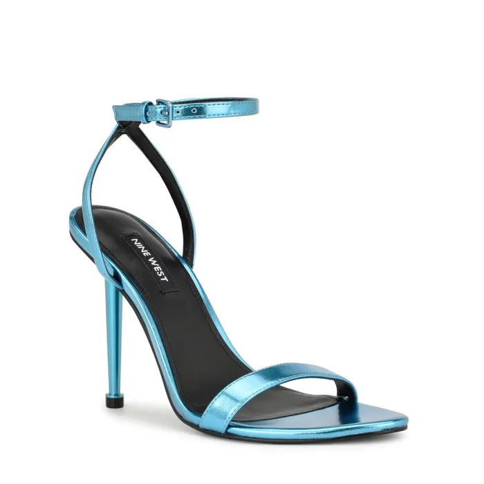 Reina Ankle Strap Sandals Blue Women Nine West High Heels Reina Ankle Strap Sandals Blue Women Nine West High Heels